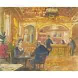 John Verney '49 - Cafe scene, mid 20th century watercolour, Leicester Galleries Artists of Fame