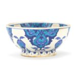 Turkish Iznik pottery bowl hand painted with flowers, 16.5cm in diameter : For Further Condition