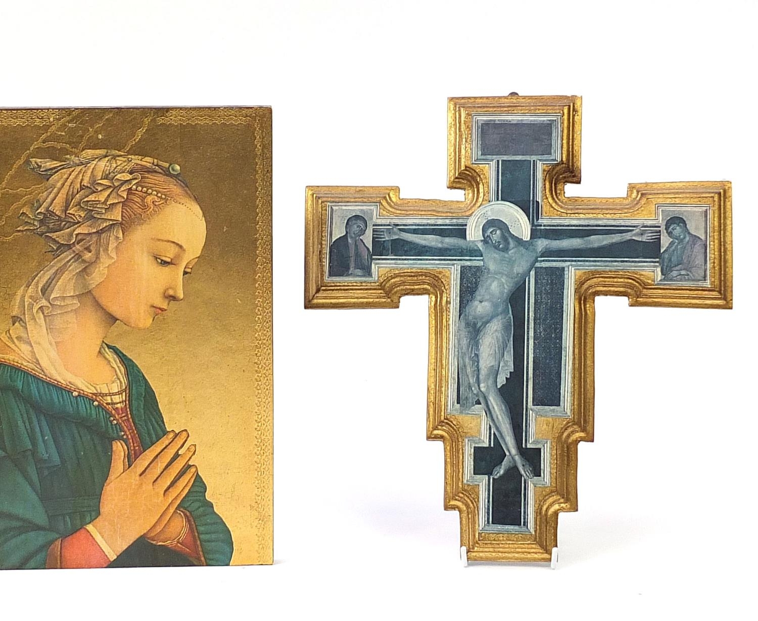 Orthodox icons and crosses including a tryptic icon, the largest 41cm high : For Further Condition - Image 5 of 8