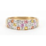 9ct gold diamond and multi gem ring, size U, 2.5g : For Further Condition Reports Please Visit Our