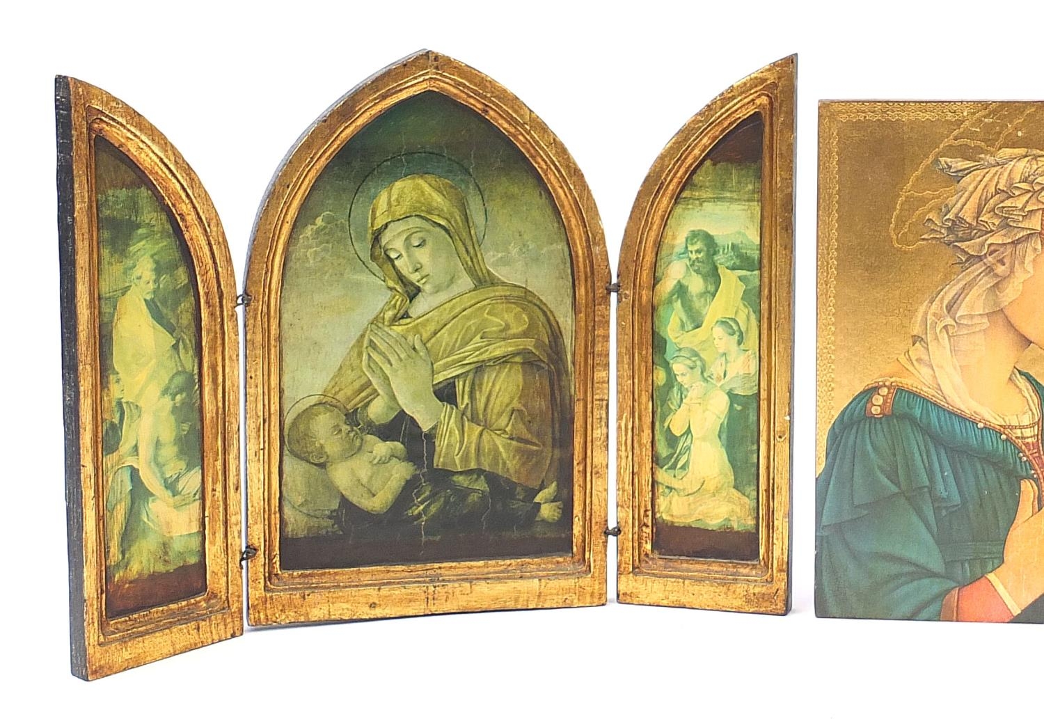 Orthodox icons and crosses including a tryptic icon, the largest 41cm high : For Further Condition - Image 4 of 8