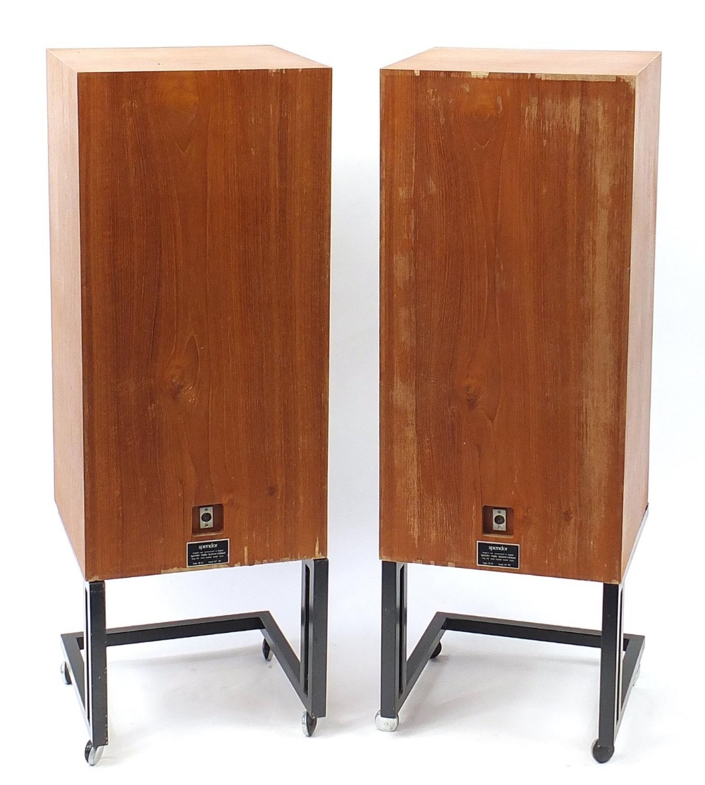 Pair of Spendor BCIII speakers with stands, serial number 83, the speakers 80cm H x 39.5cm W x 39. - Image 4 of 5