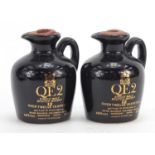 Two bottles of QE II single malt Scotch whiskey with contents : For Further Condition Reports Please