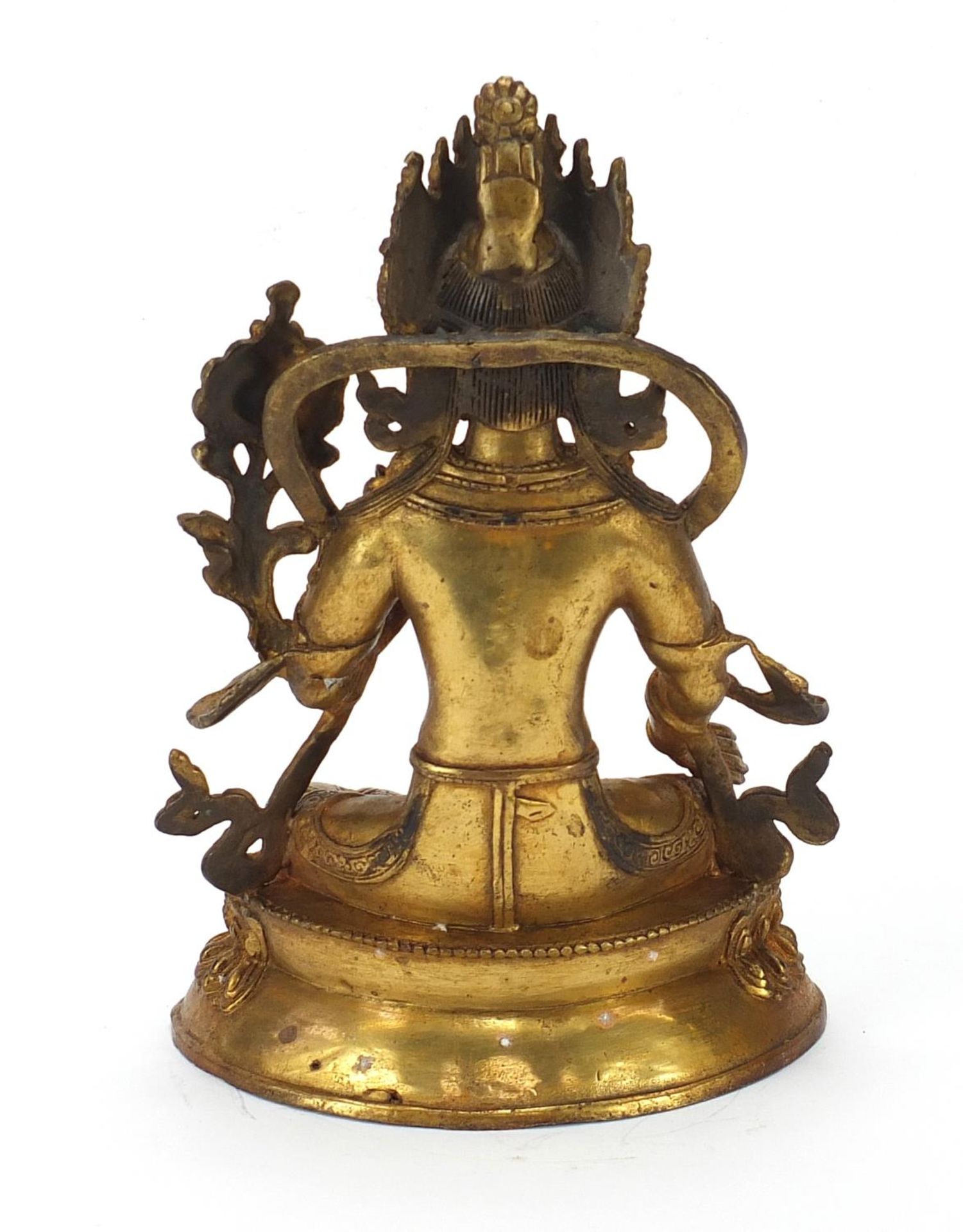 Chino-Tibetan gilt bronze figure of seated Buddha, 22cm high : For Further Condition Reports - Image 4 of 7