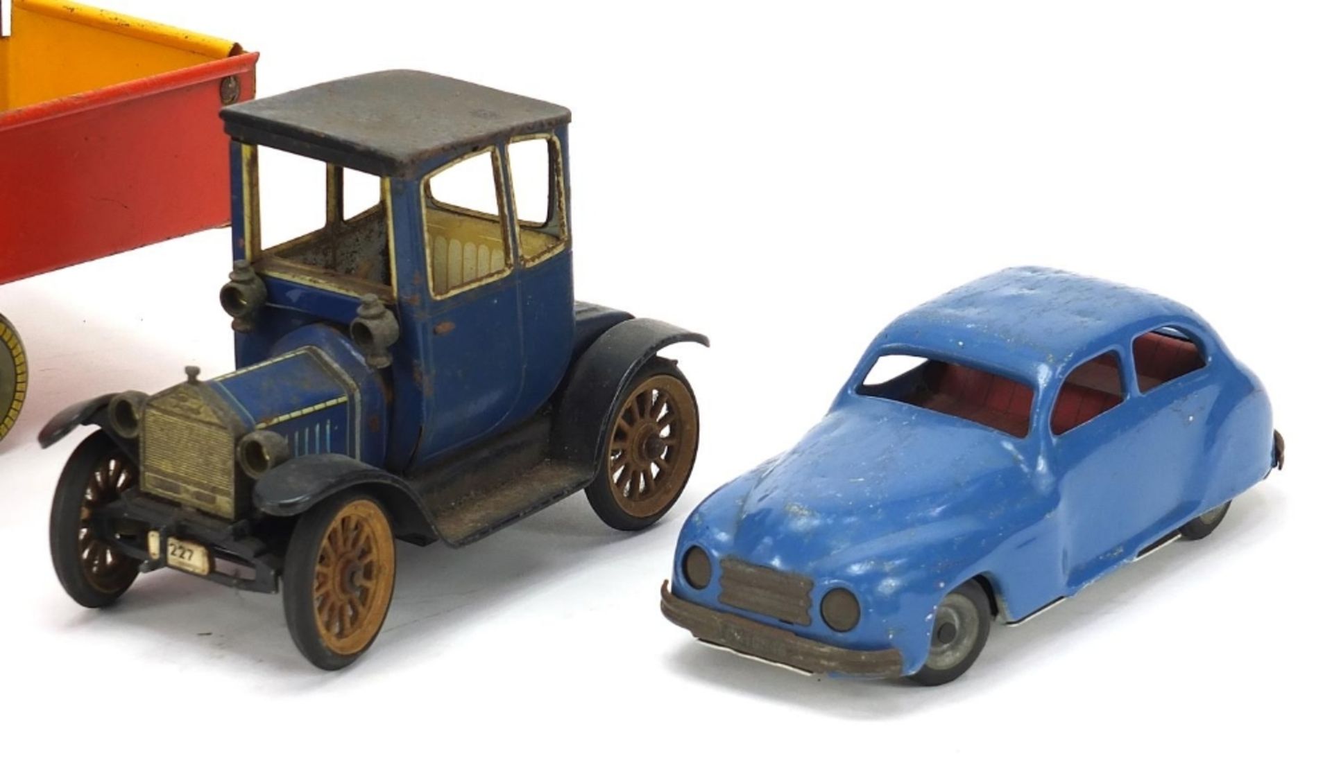 Antique and later tinplate toys comprising a Schuco Ford Coupet 1917, Chad Valley Harborme car and a - Image 3 of 6