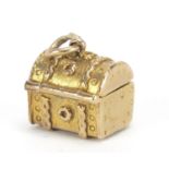 9ct gold treasure chest charm with hinged lid, 1cm wide, 5.2g : For Further Condition Reports Please