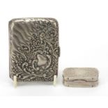 Victorian silver cigarette case and snuff box, the cigarette case by George Nathan & Ridley Hayes,