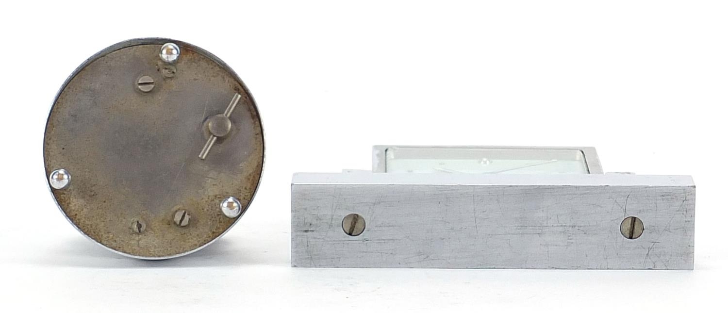 Two Art Deco chrome desk clocks including an adjustable example with square base, the largest 12.5cm - Image 3 of 3