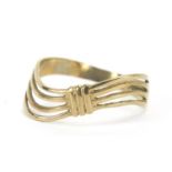 9ct gold wavy ring, size O, 1.2g : For Further Condition Reports Please Visit Our Website -