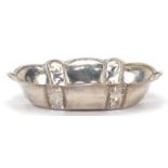 Oval silver bonbon dish with pierced decoration, impressed marks Silver BJ to the base, 15.5cm wide,