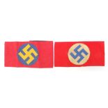 Two German military interest MSDAP foreign armbands comprising Dutch and Swedish : For Further