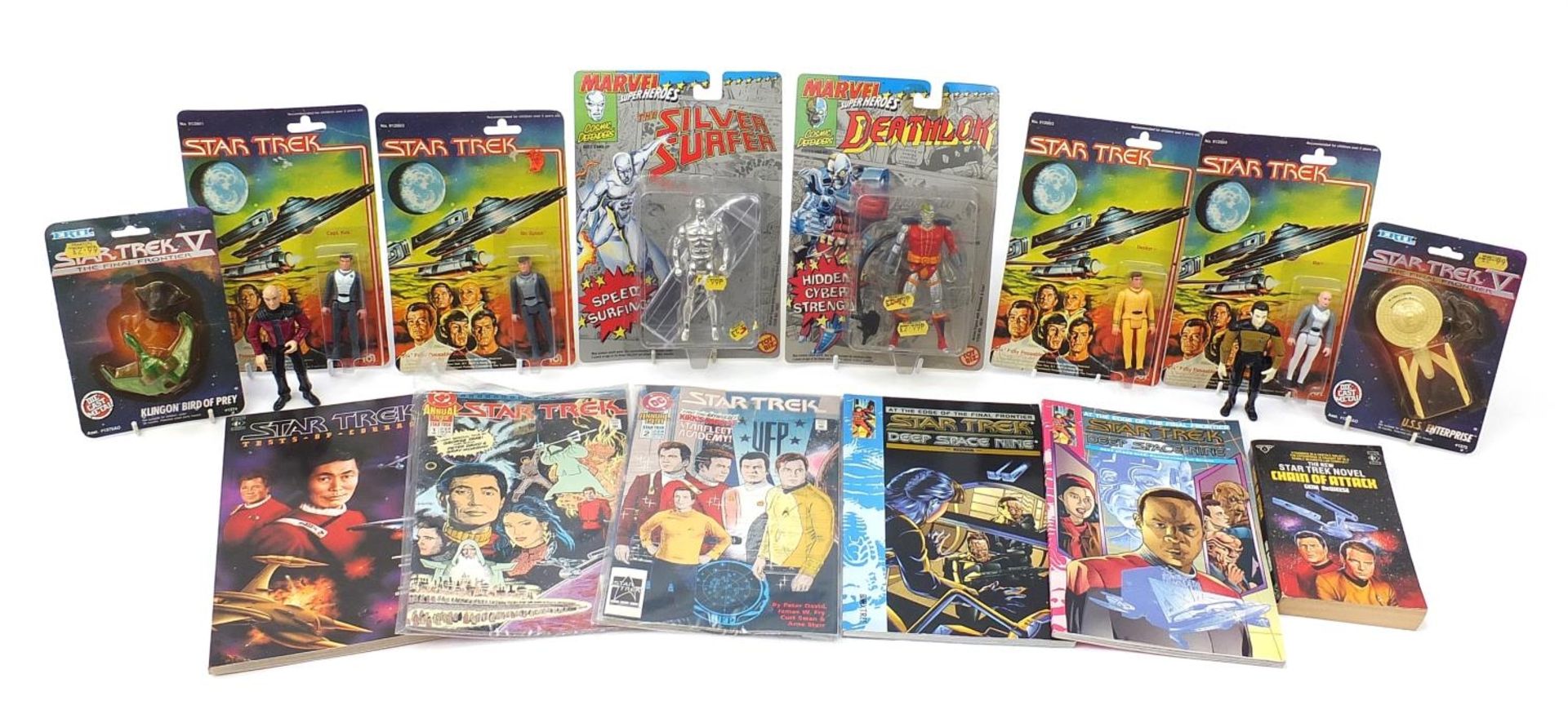 Vintage and later Star Trek and Marvel toys and collectables including four 1979 poseable action