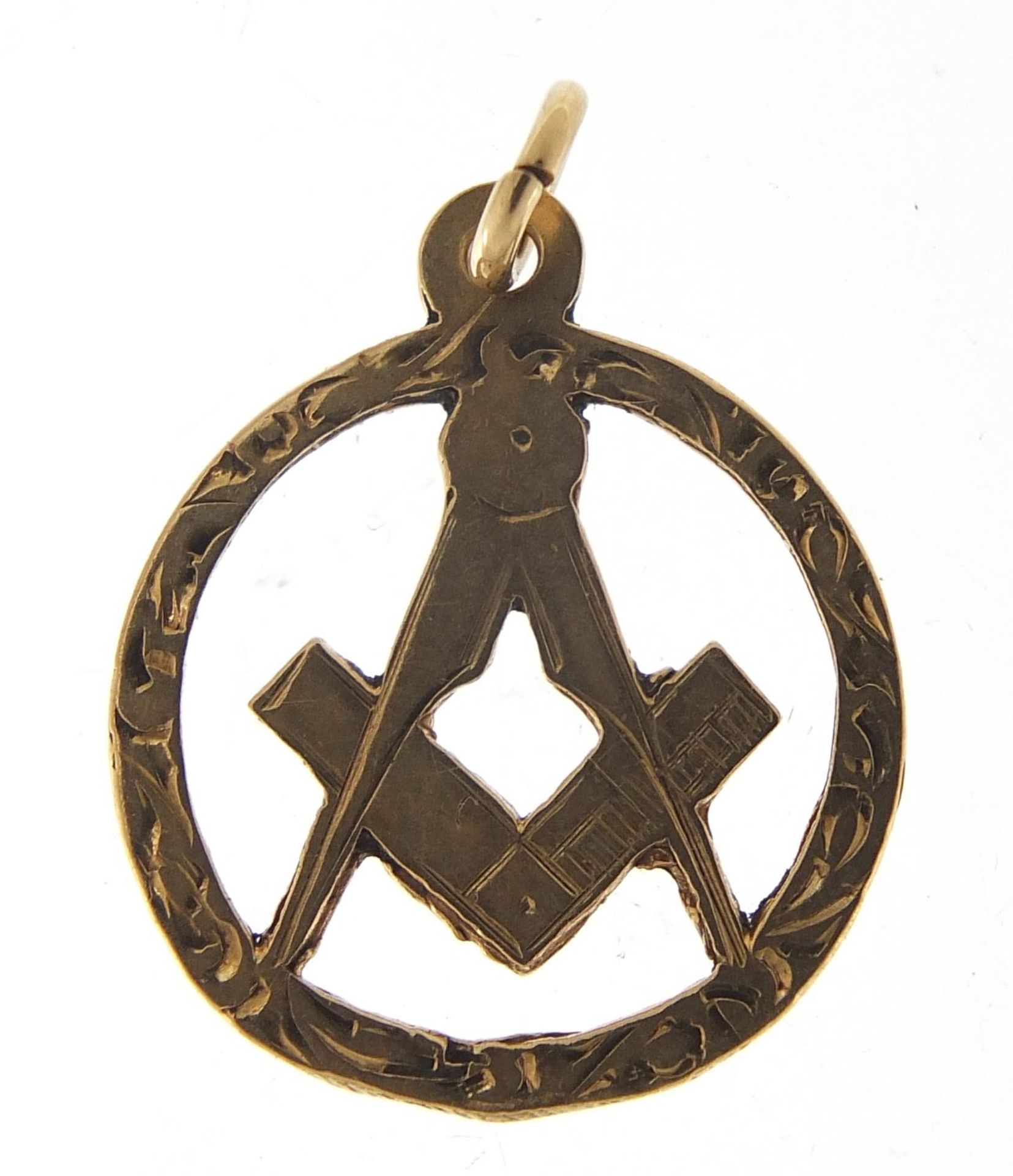 9ct gold masonic pendant, 2.2cm high, 1.7g : For Further Condition Reports Please Visit Our