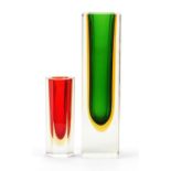 Two Murano Seguso three colour glass vases, the largest 27.5cm high : For Further Condition