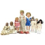 Eight vintage and later dolls including composite examples : For Further Condition Reports Please