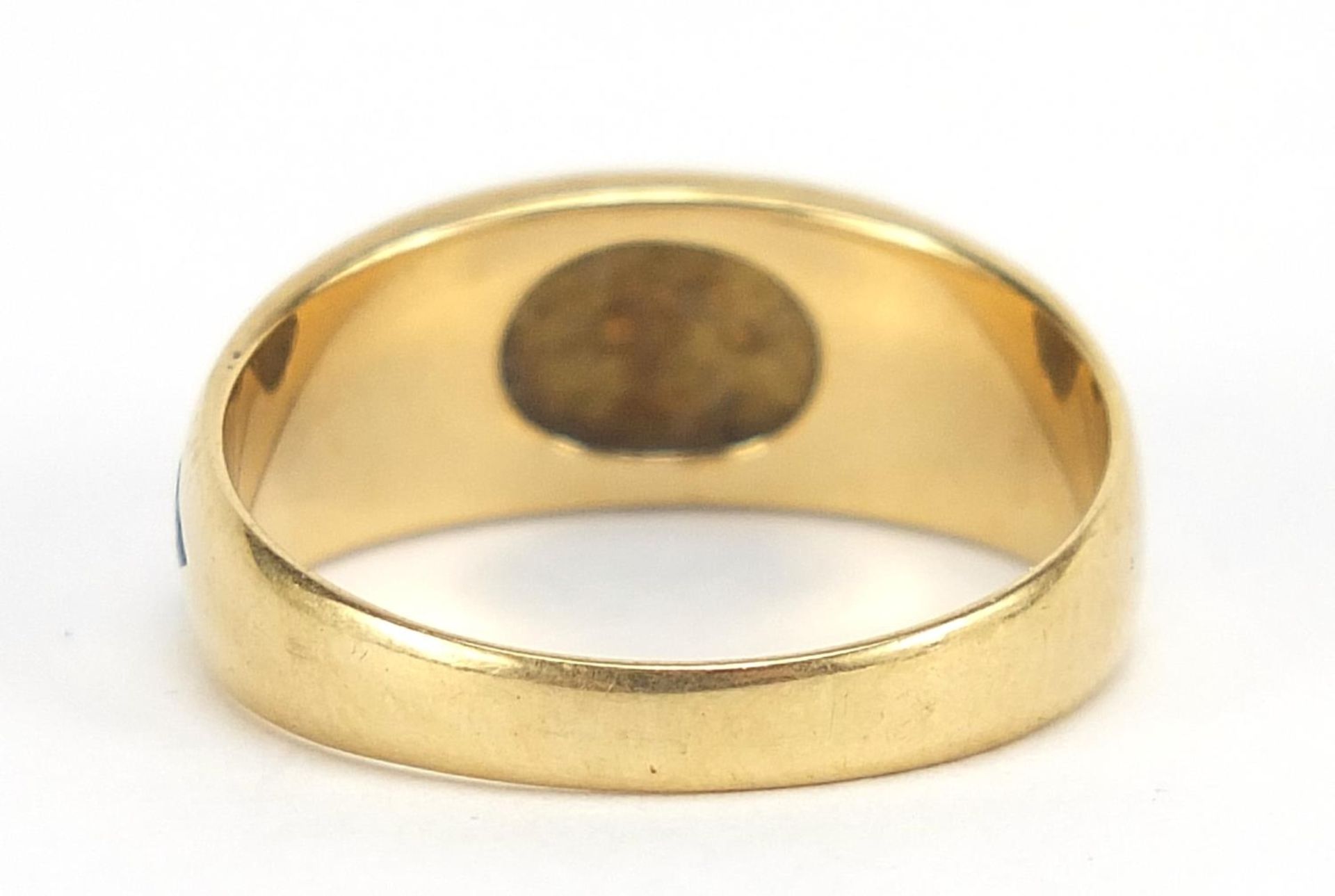 Antique 18ct gold, pearl, diamond and black enamel mourning ring, Chester 1904, size N, 3.6g : For - Image 3 of 5