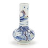 Large Chinese blue and white with iron red porcelain vase decorated in relief with figures in a