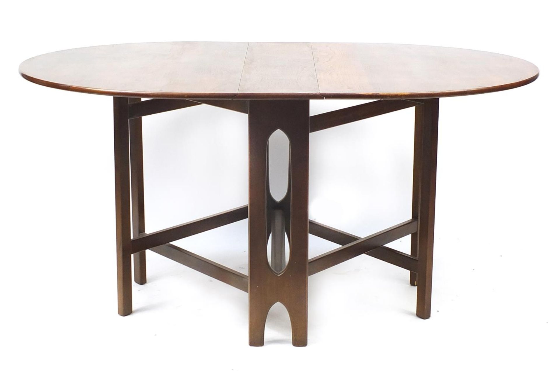 Elm drop leaf dining table, 74cm H x 154cm W extended x 108cm D : For Further Condition Reports - Image 3 of 5