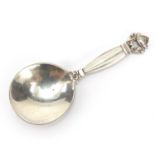 Georg Jensen, Danish 925S silver acorn pattern caddy spoon, 10.5cm in length, 23.2g : For Further