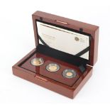 Elizabeth II 2017 sovereign three coin gold proof set by The Royal Mint with fitted case, box and