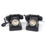 Two vintage Bakelite GPO dial telephones : For Further Condition Reports Please Visit Our