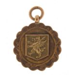 9ct gold sports jewel for Somerset Senior Cup Runners Up 1920-21 WC, 3cm high, 4.9g : For Further