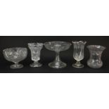19th century and later glassware including a comport and three vases, the largest 24.5cm high :