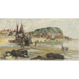 Stephen Parish - Hastings beach, 1885, American etching in colour, mounted, framed and glazed, 25.