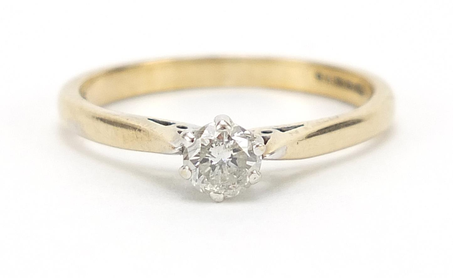 9ct gold diamond solitaire ring, 0.25 carat, size L, 1.7g : For Further Condition Reports Please