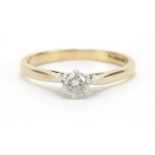 9ct gold diamond solitaire ring, 0.25 carat, size L, 1.7g : For Further Condition Reports Please