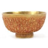Chinese gilt bronze a thousand children bowl, six figure character marks to the base, 13.5cm in