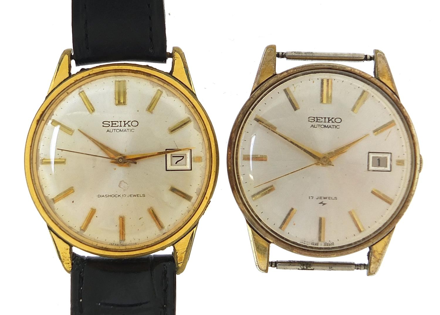 Seiko, two vintage gentlemen's automatic wristwatches with date aperture, each 36mm in diameter :