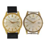 Seiko, two vintage gentlemen's automatic wristwatches with date aperture, each 36mm in diameter :