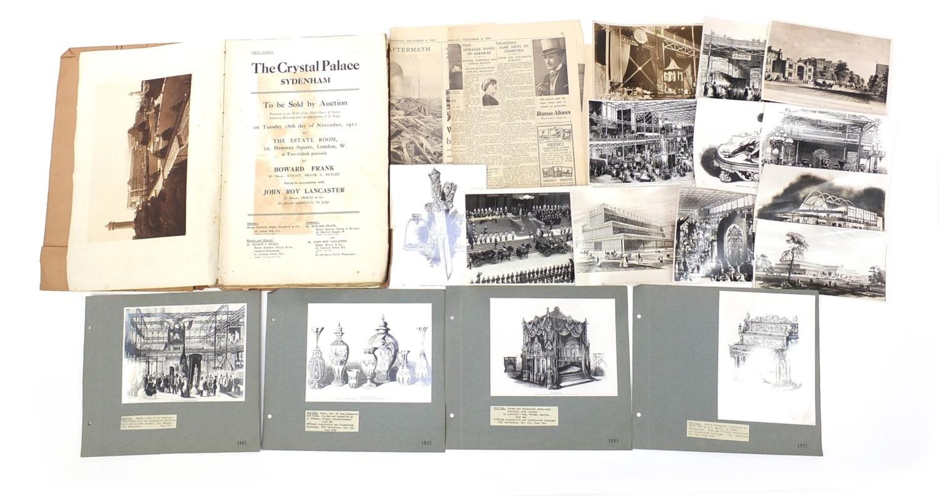 Early 20th century Crystal Palace Exhibition ephemera including Sydenham 1911 Auction Catalogue,