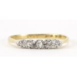 18ct gold and platinum graduated diamond five stone ring, size L/M, 1.6g : For Further Condition
