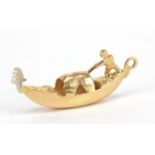 Gold coloured metal Venetian gondola charm, 2.5cm in length, 1.2g : For Further Condition Reports