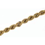 9ct gold rope twist necklace, 74cm in length, 27.5g : For Further Condition Reports Please Visit Our