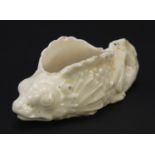 19th century white glazed porcelain fish, 7.5cm wide : For Further Condition Reports Please Visit