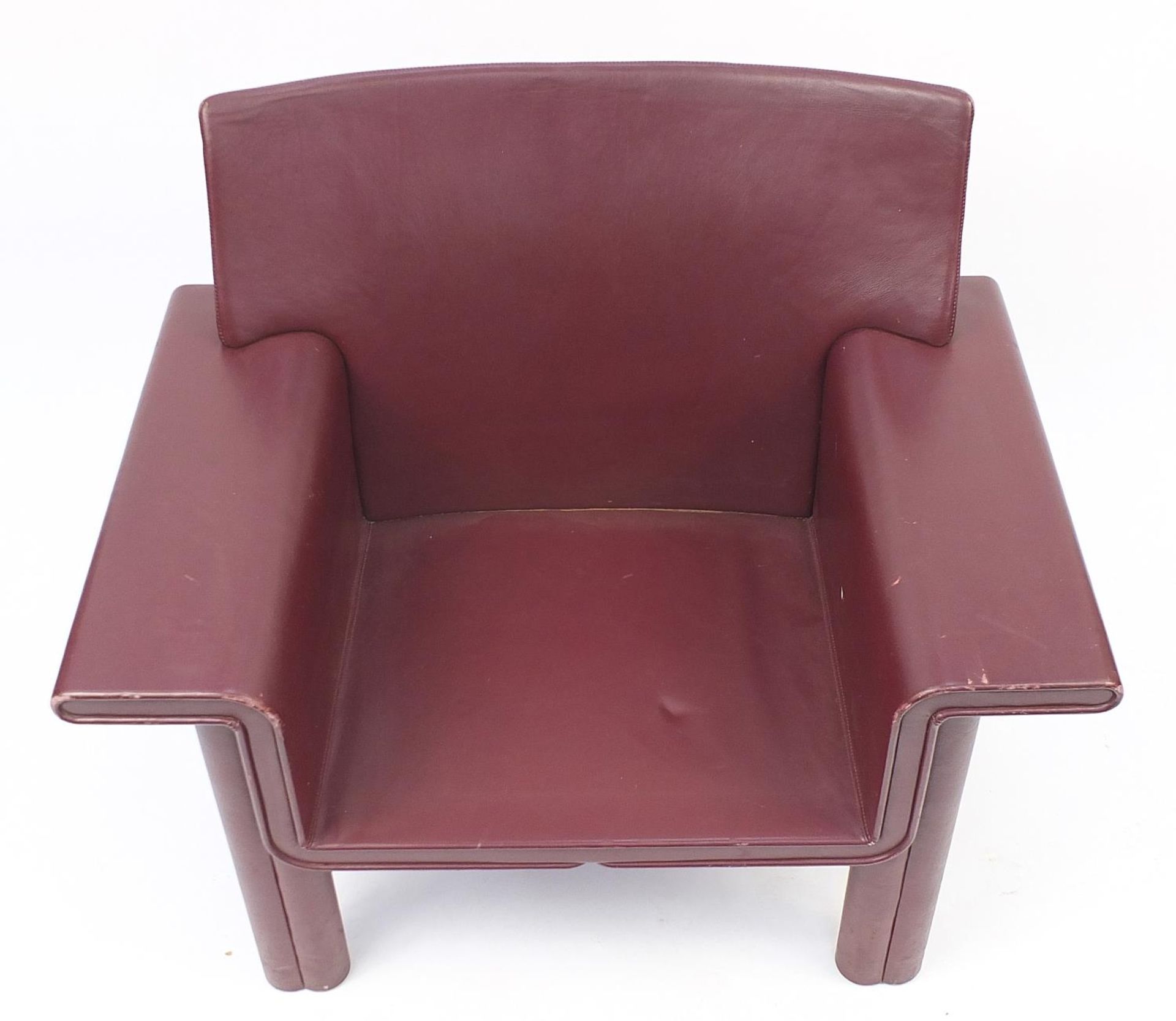 Afra and Tobia Scarpa for Meritalia, Italian burgundy leather Cornelia armchair, 77cm H x 95cm W x - Image 3 of 4
