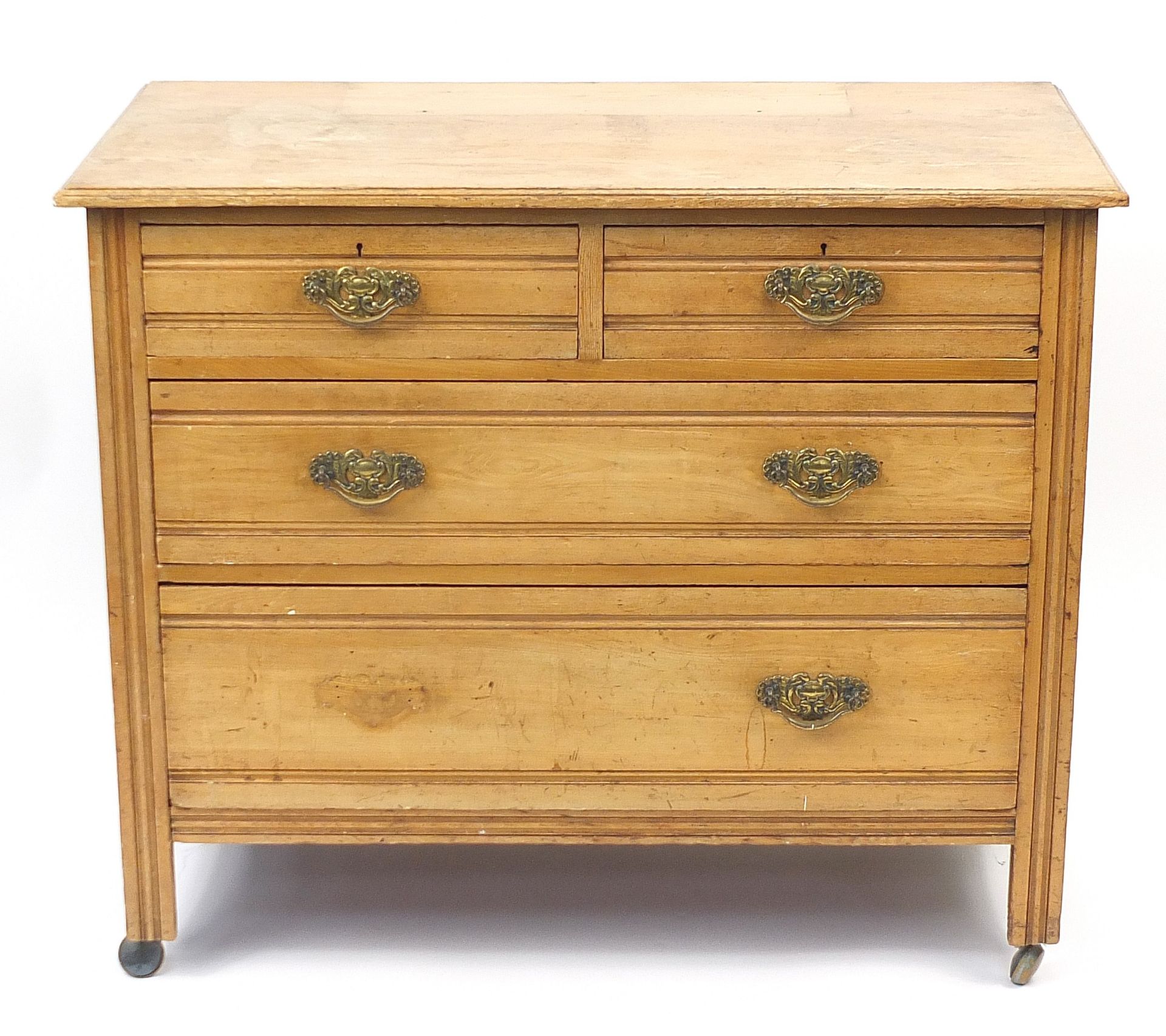 Edwardian four drawer chest with 81cm H x 97cm W x 50cm D : For Further Condition Reports Please - Image 2 of 4