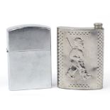 Novelty oversized Zippo design table lighter and hip flask, the largest 17.5cm high : For Further