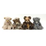 Four Charlie Bears teddy bears with jointed limbs, the largest 44cm high : For Further Condition