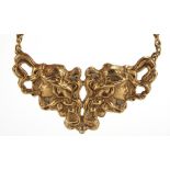 Art Nouveau design gilt metal maiden head necklace set with clear stones, 36cm in length, 36.5g :