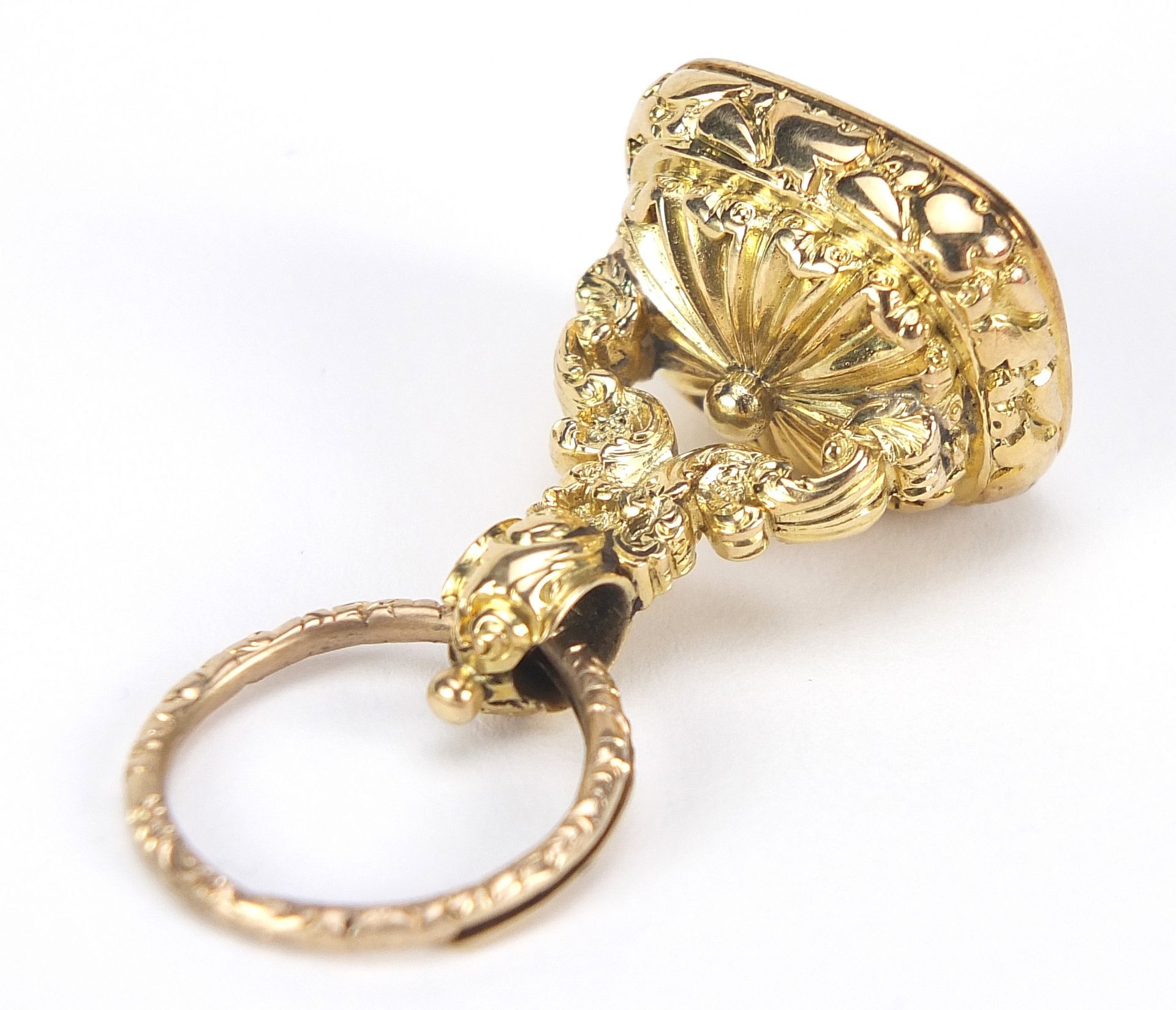 Georgian unmarked gold quartz fob with split ring, the fob 3cm high, total 18.2g : For Further - Image 4 of 4