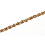 9ct gold rope twist necklace, 68cm in length, 16.3g : For Further Condition Reports Please Visit Our