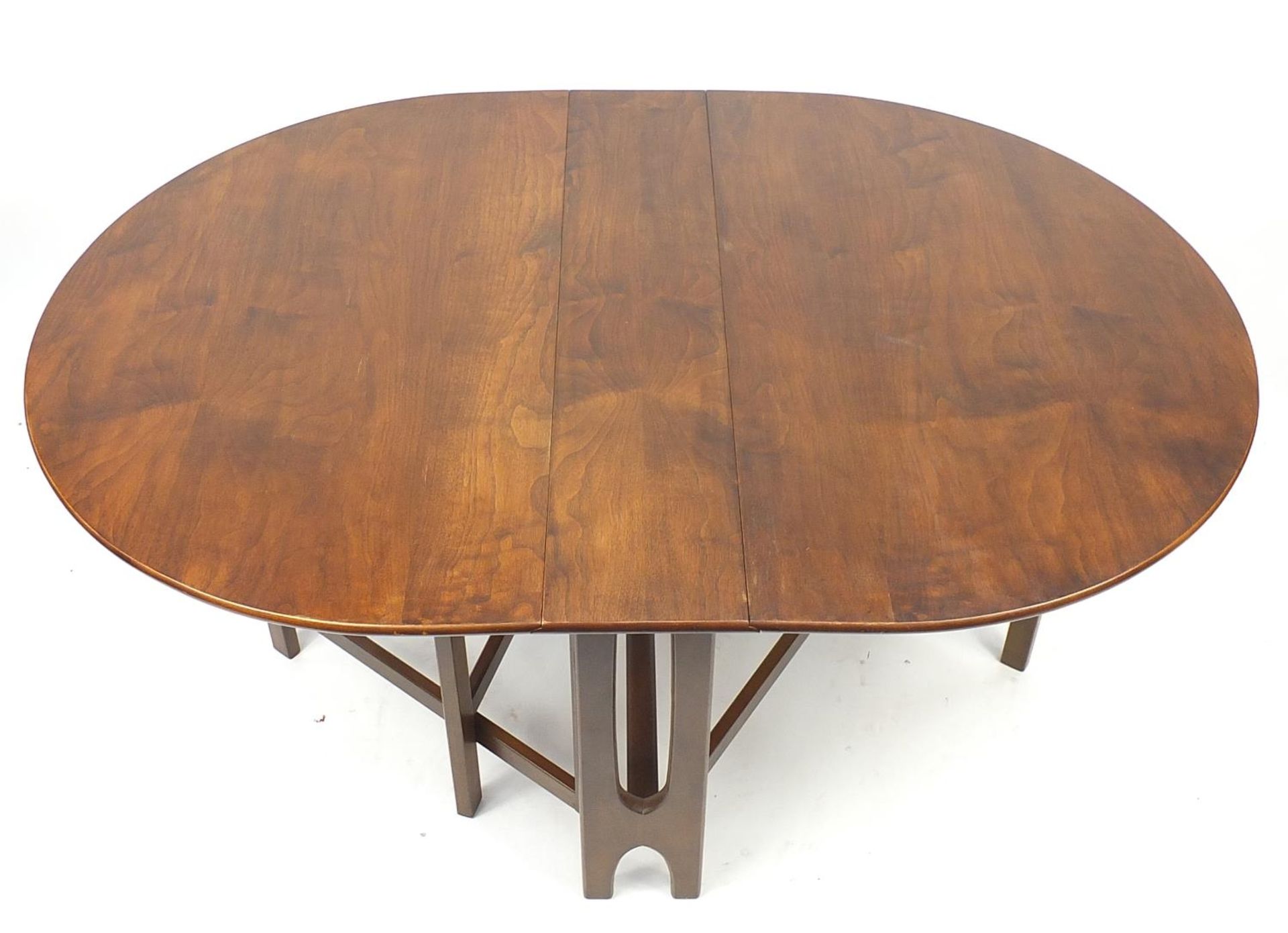 Elm drop leaf dining table, 74cm H x 154cm W extended x 108cm D : For Further Condition Reports - Image 2 of 5