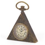 Masonic interest triangular pocket watch, 6cm high : For Further Condition Reports Please Visit