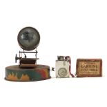 Vintage military interest tinplate search light and Butchers Carbine auto timer with box : For