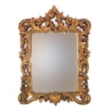 Ornate framed acanthus and shell design wall mirror, 62.5cm x 44cm : For Further Condition Reports