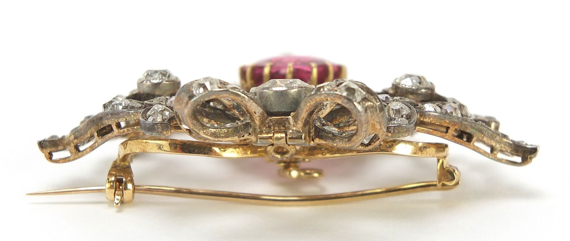 Impressive 19th century diamond and pink sapphire pendant brooch set with approximately one - Image 9 of 12